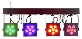 Vermietung Licht - Scheinwerfer 4fach Alubar  mit LED Par 64 